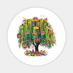 Watercolor Mardi Gras Bead Tree Magnet